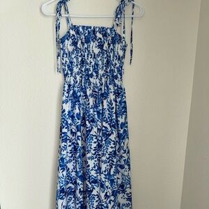 Blue and White Floral Maxi Dress